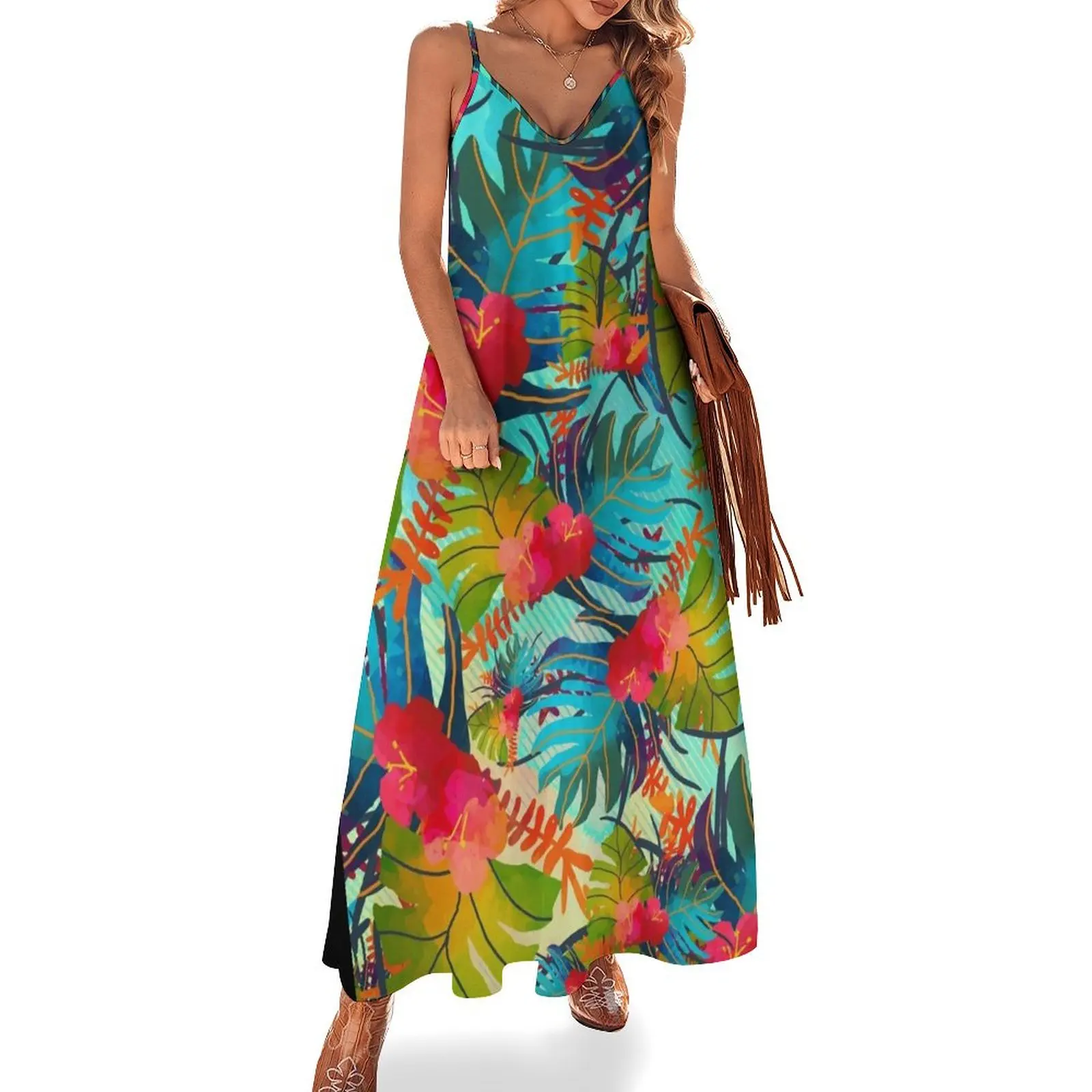 

Bright Tropical Floral Print B Sleeveless Dress summer clothes women clothing 2024 new arrivals long sleeve dress