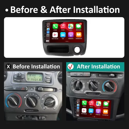 Imagen 2 del producto Radio de coche para Toyota Vitz XP10 Yaris Platz Echo 1999 -2005 reproductor de navegación automática Multimedia Android15 Auto pantalla táctil Carplay