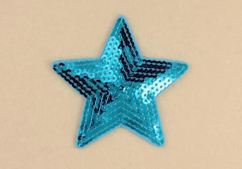 10pcs 9x8.4cm mix five-pointed star red gold silver sequin embroidered patches for clothing badge sew iron on clothes appliques