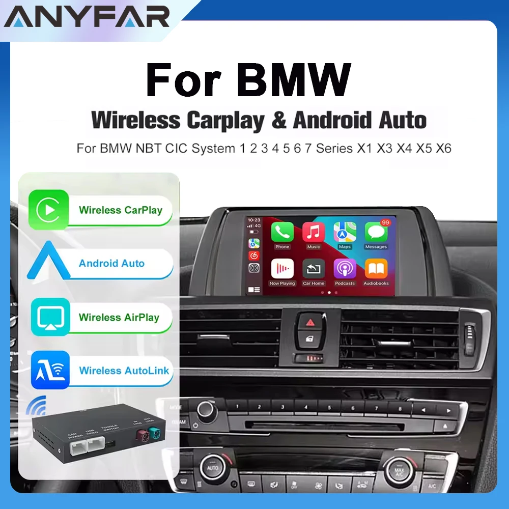 ANYFAR Wireless CarPlay Android AUTO For BMW NBT CIC System For BMW 5 Series F10 F11 F30 NBT CIC Systems Support Phase Airplay