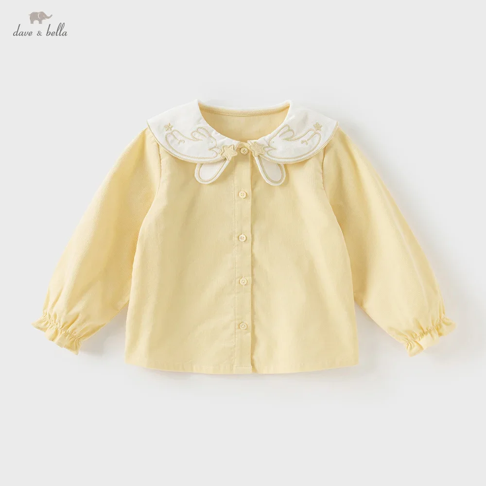 

Dave Bella Children's Cotton Shirt Autumn Girls Baby Sweet Cartoon Top Blouse Comfortable Long Sleeve Top Gentle DB3253212