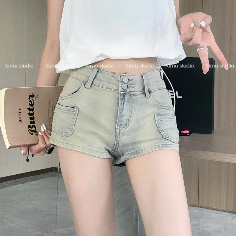 Shorts Womens Black High Waist Minimalist Style Slimming Straight Leg Chic Soft Comfortable Simple Elegant Solid Color 