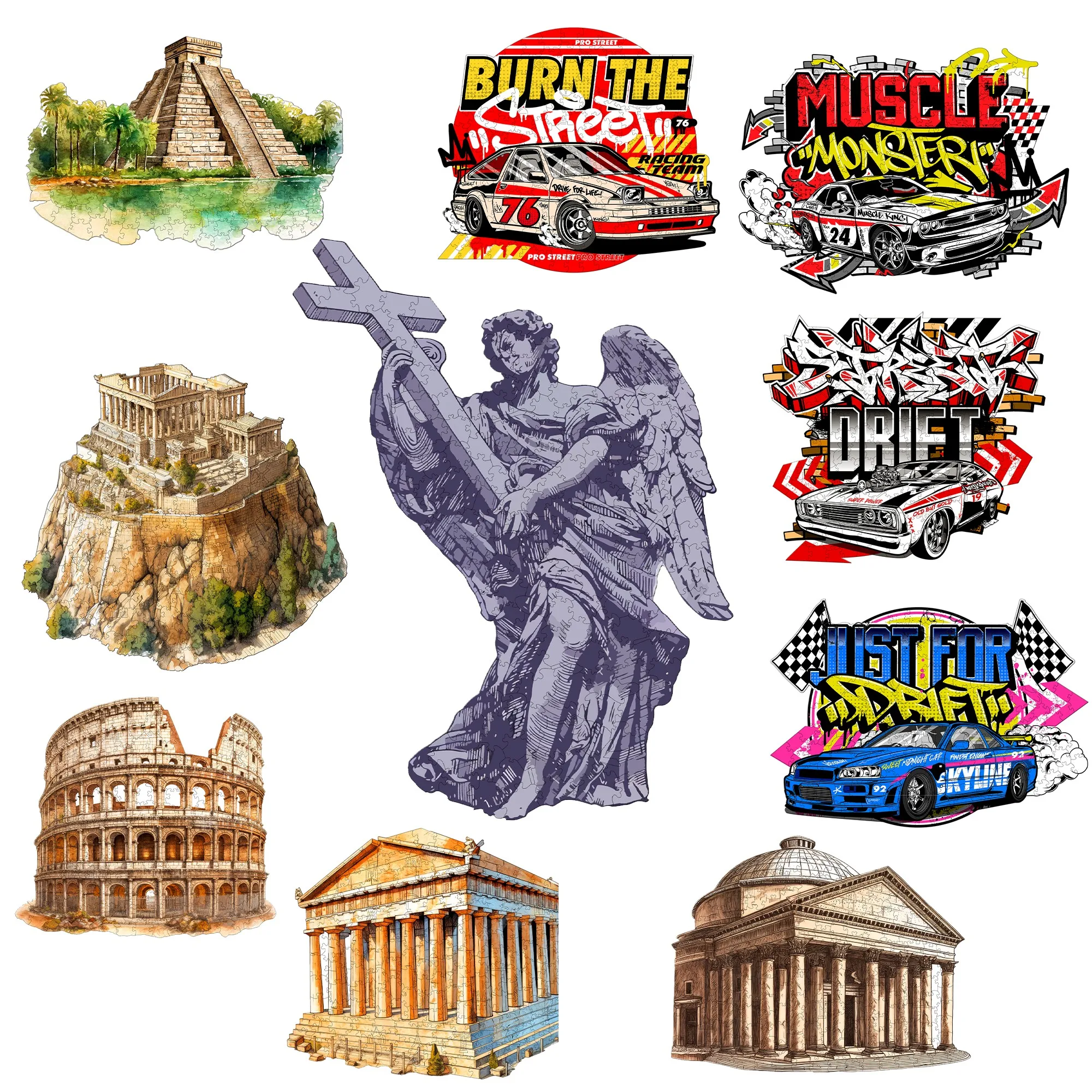 

Modern and Retro Art Theme Wooden Jigsaw Puzzle Wooden Decor Painting Christmas and Halloween Gift Toy For Teen And Kid