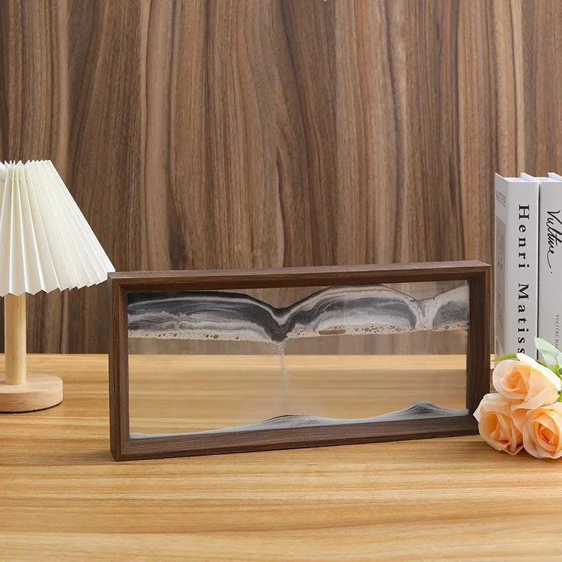 

Wooden Frame Sandscape Moving Sand Art Picture Quicksand 3D Liquid Hourglass Craft Flowing Sand Painting Office Home Decor Gifts