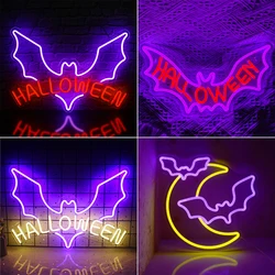 Halloween Neon Sign Bat Neon Led Light Halloween Party Decoration For Home Living Room Bar Shop Wall Art Decor USB Powered Neon