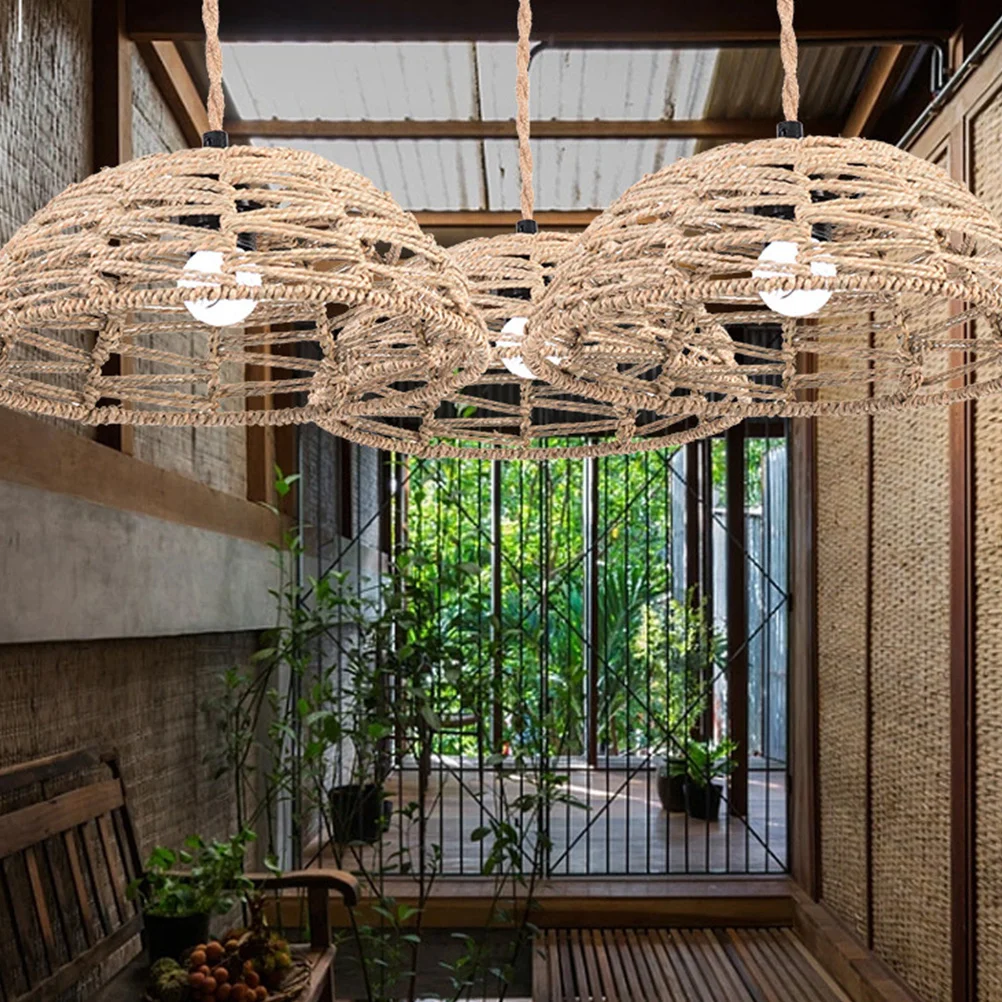 

Woven Lampshade Retro Lighting Rustic Style for Cafe Study Room Restaurant Decor Woven Lamp Shades Lamp Shades