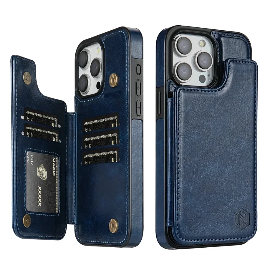 Brieftasche RFID-blockierende Schicht schützen magnetische Flip-Ledertasche für iPhone Air 17 Pro Max 16e 16 15 Plus 14 13 12 11 XR Cover