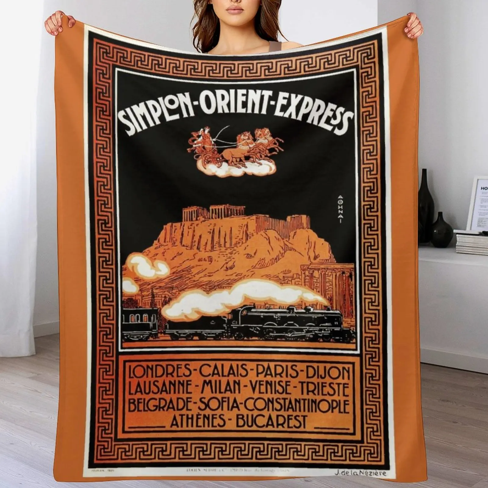 

Art Deco Orient Express advertising Athens travel ad Throw Blanket