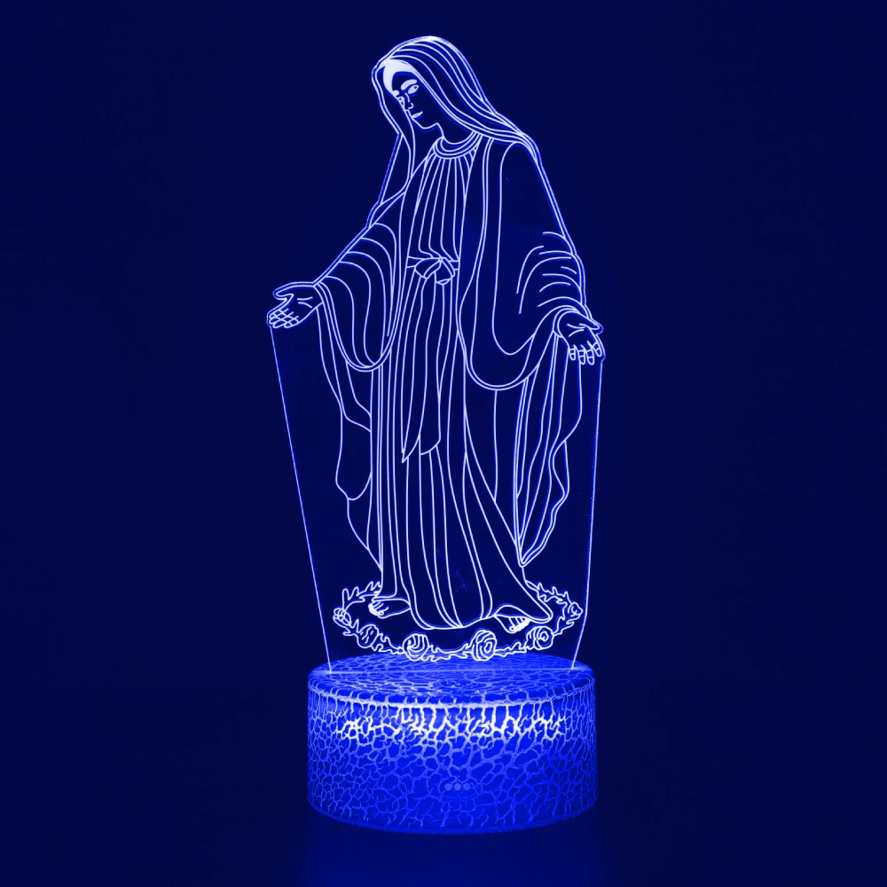 3D Night Light Jesus Illusion Lamp 7 Colors Changing LED Nightlight Christian Decorative Table Lamps Christian Prayer Lamp