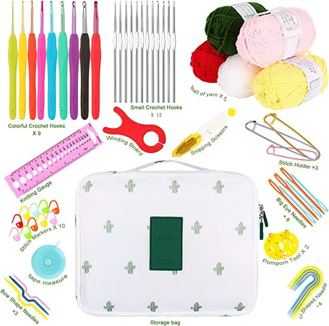 58Pcs Crochet Hook Kit With Storage Bag Weaving Knitting Needles Set DIY Arts Craft Sewing Tools Accessories Crochet Supplies