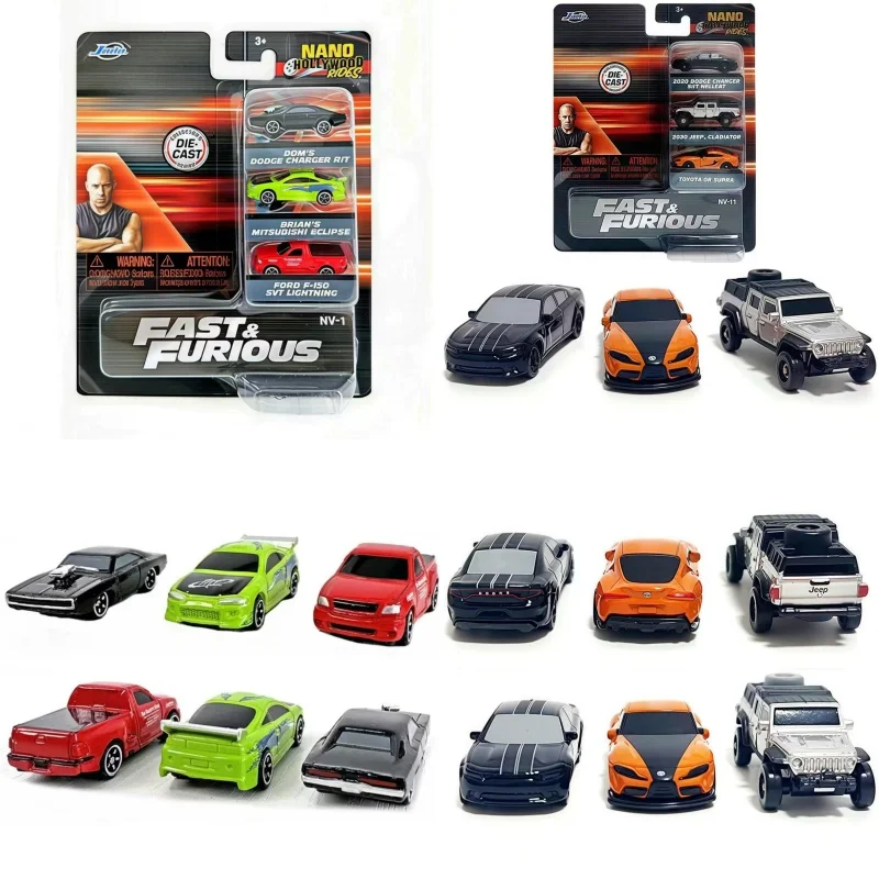JADA 1:128 Fast & Furious, Set de 3 Autos de Aleación en Miniatura, Figuras de Acción, Modelos de Juguetes Coleccionables