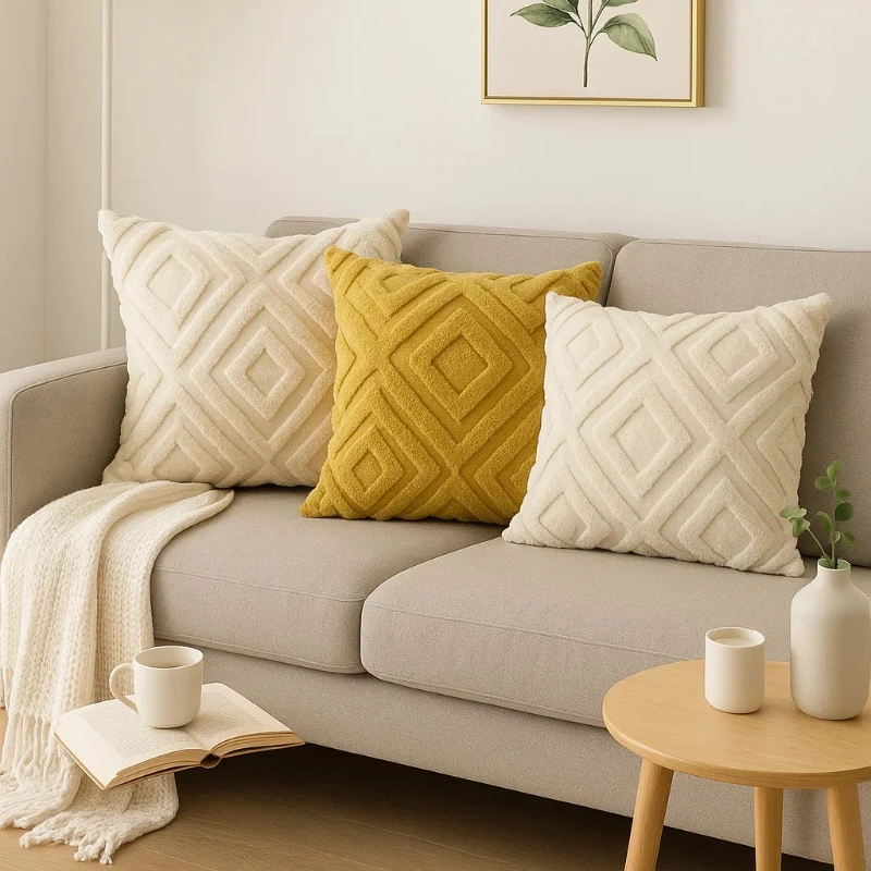 Twist Knitting Plush Pillow Case Vintage Knitted Cushion Cover Simple Cushion Plush Pillowcase Headboard Back