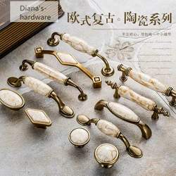 Antique Furniture Handles Marble Vein Knobs and Handles Ceramic Handles for Kitchen Cupboards Cabinet Door knobs Drawer Pulls
