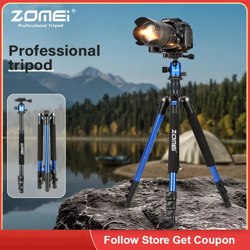 

ZOMEI Q555 Blue Aluminium Alloy Camera Tripod Video Monopod Professional Extendable Tripod with Quick Release Plate / Ball Head