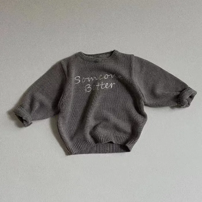 2024 Autumn New Baby Long Sleeve Knit Sweater Fashion Letter Print Girls Sweater Infant Casual Knitted Tops Toddler Sweater