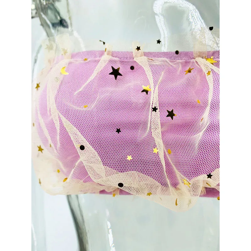 2024 New Summer Women\'s Ster Sequins Gauze Patchwork Crop Tube Top Vests Sexy Clubwear Plus Size 3XL 5XL 10XL 6XL 7XL 8XL 9XL