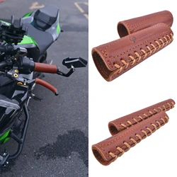 Handmade Leather Motorcycle Handlebar Grips Cover With Brake Clutch Lever Covers Biker Handle Lever Cover