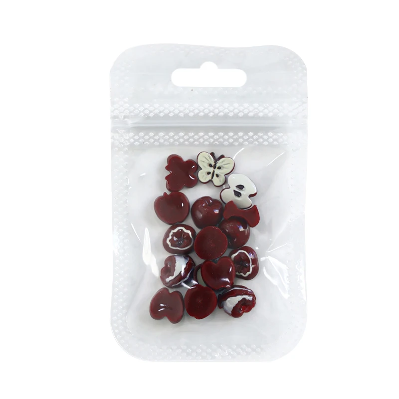 

20PCS Novelty Creative Red Apple Resin Nail Charms Adorable Simulatd Half Apple Nail Art Decorations DIY Phone Case Nails Parts