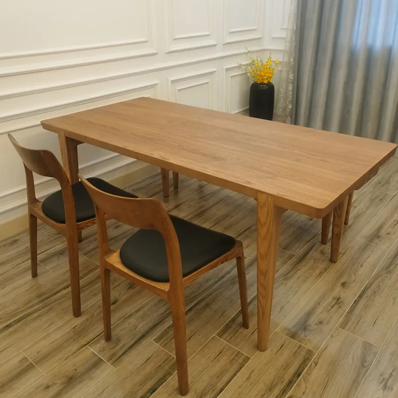 All solid wood dining table ash wood household dining table log conference table cherry wood negotiation