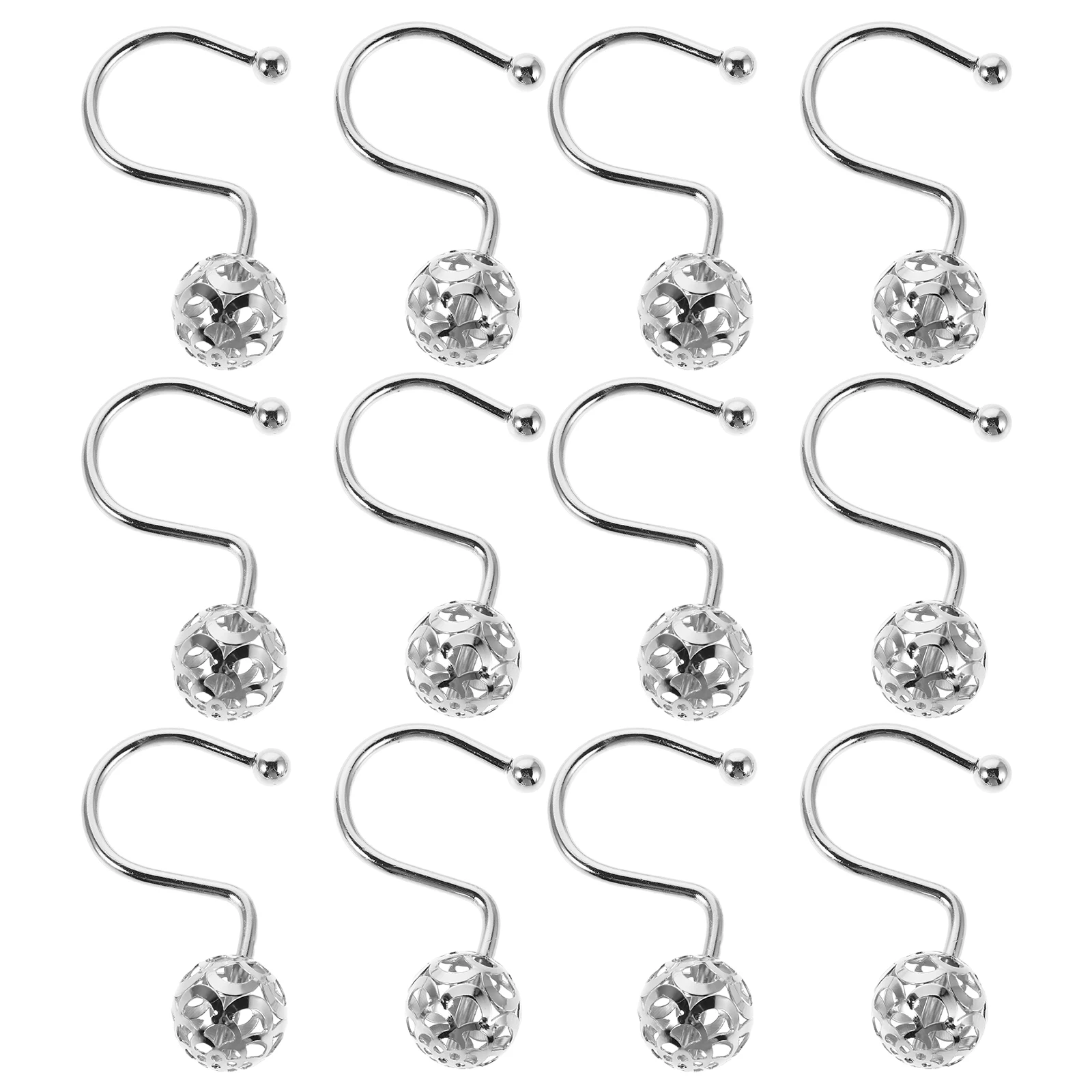 

12Pcs Shower Curtain Hooks Stainless Steel Roller Ball Smooth Glide Bathroom Kitchen Drapes Hangers Heavy Duty Curtain Rod