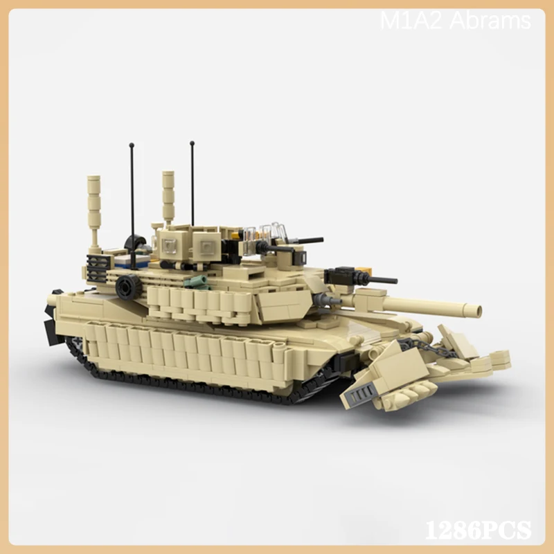 Military Weapons Building Block Army M1A2 Abrams Main Battle Tank Track Vehicle Technology Bricks Toys Children Christmas Gifts