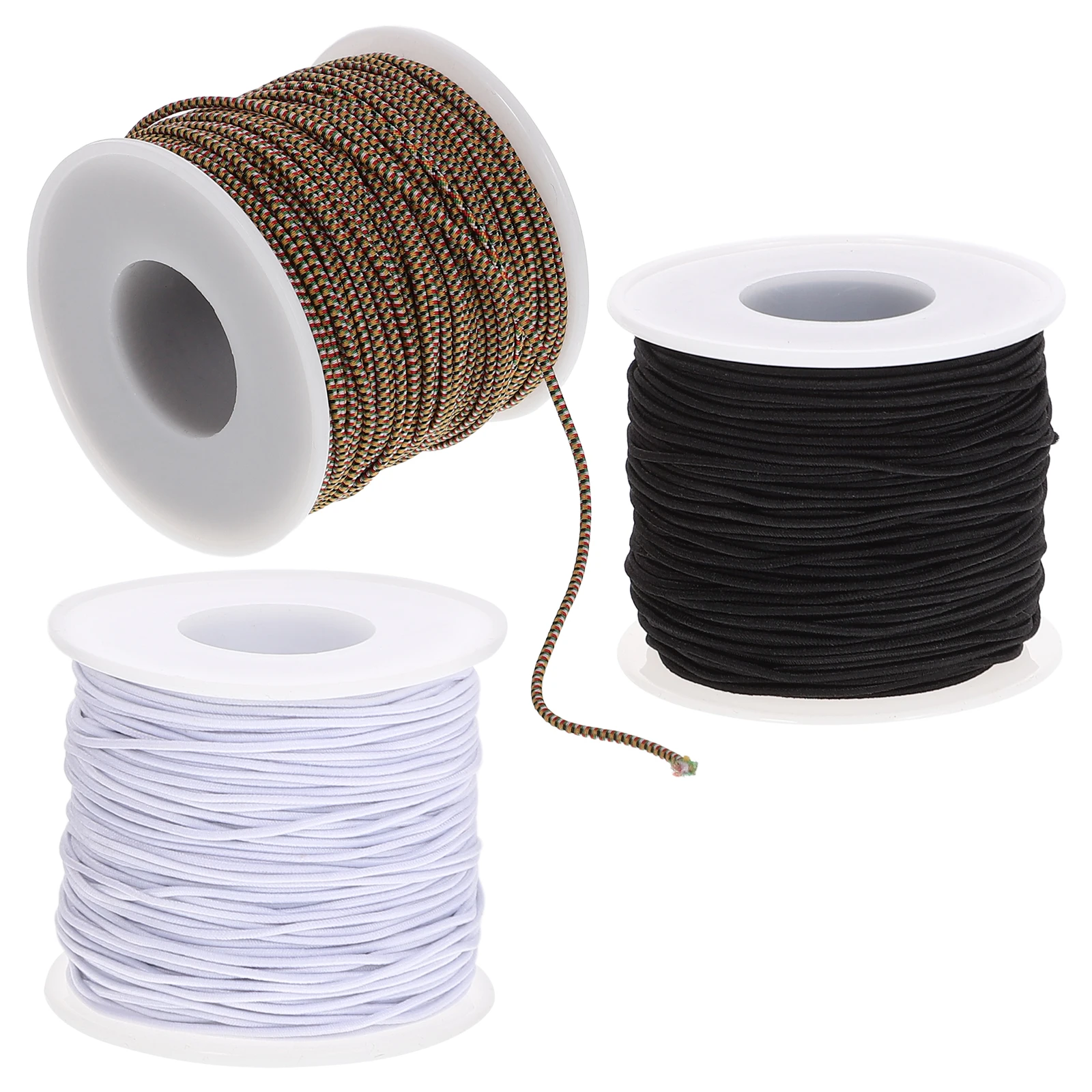 

3 Rolls 1mm Black White Patterned Elastic Rope for H made Beads Bracelet Necklace DIY Jewelry Cord Stretchy Beading String Safe