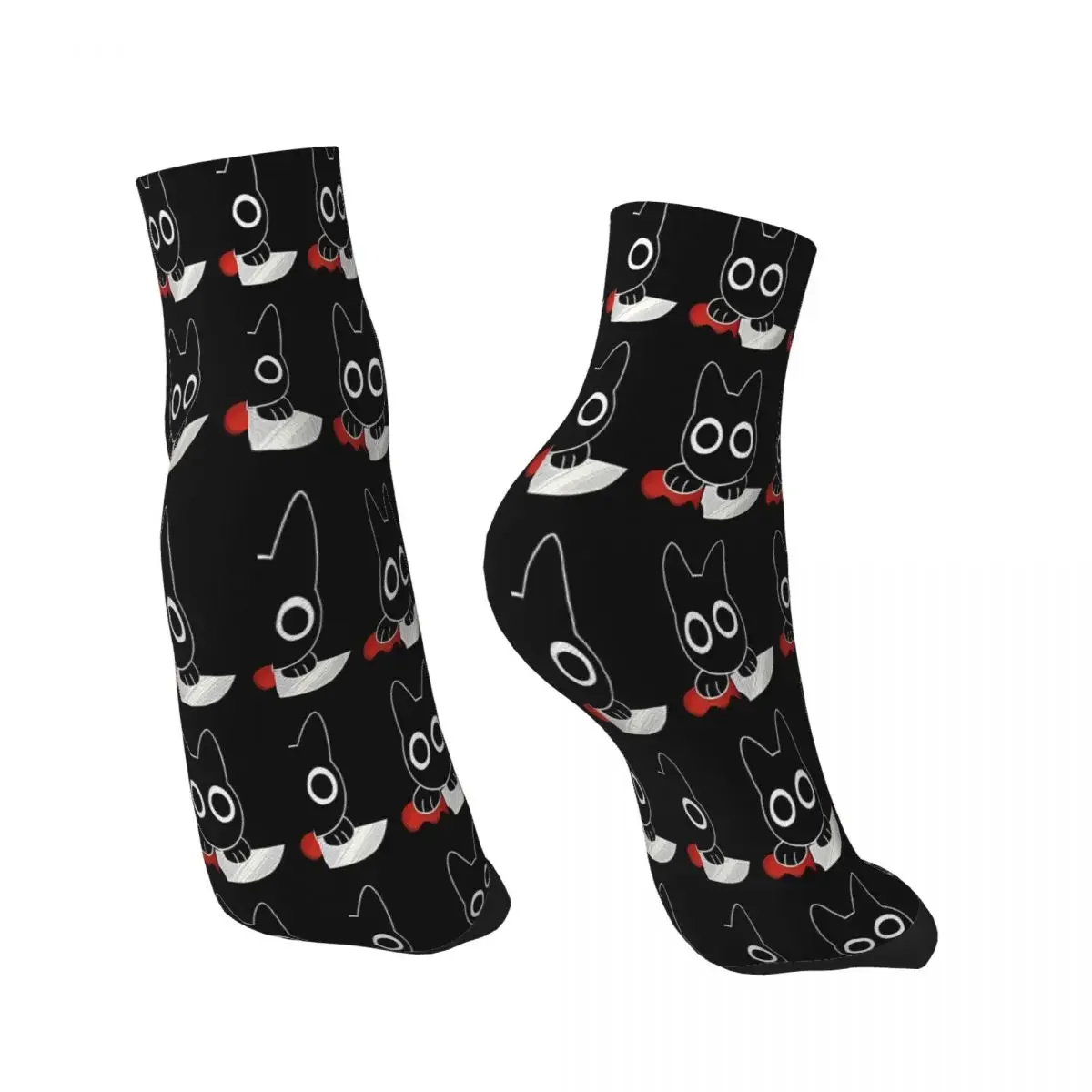 Kitty's Knife Black Cat Halloween Meme Ankle Socks Male Mens Women Summer Stockings Harajuku