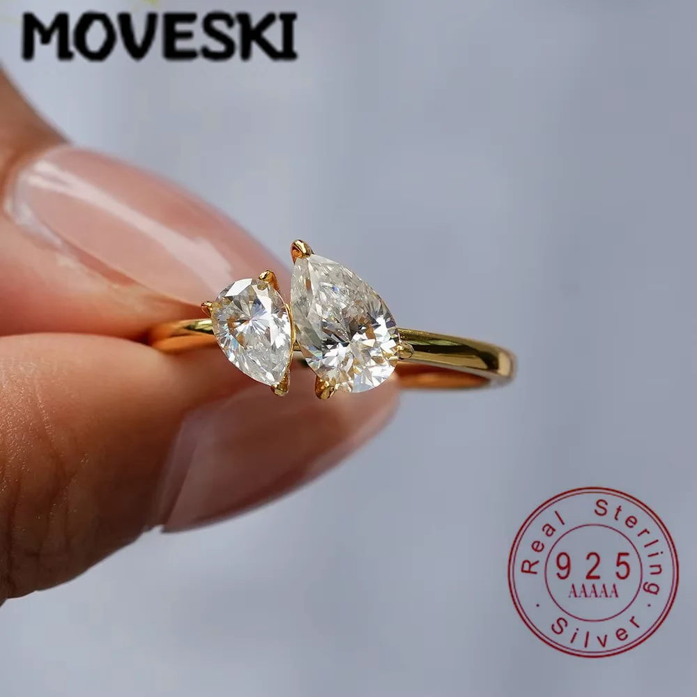 

1.5 Carat Water Droplet Moissanite Wedding Rings for Women 100% s925 Sterling Sliver Ring Jewelry