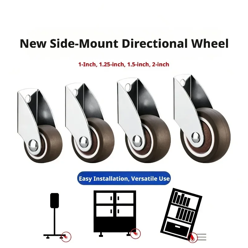 4 Pcs 1''/1.25''/1.5''/2'' Door Sagging Support Wheel Side Mounted Pulley Fixed Roller Auxiliary Bearing Rubber Oriented
