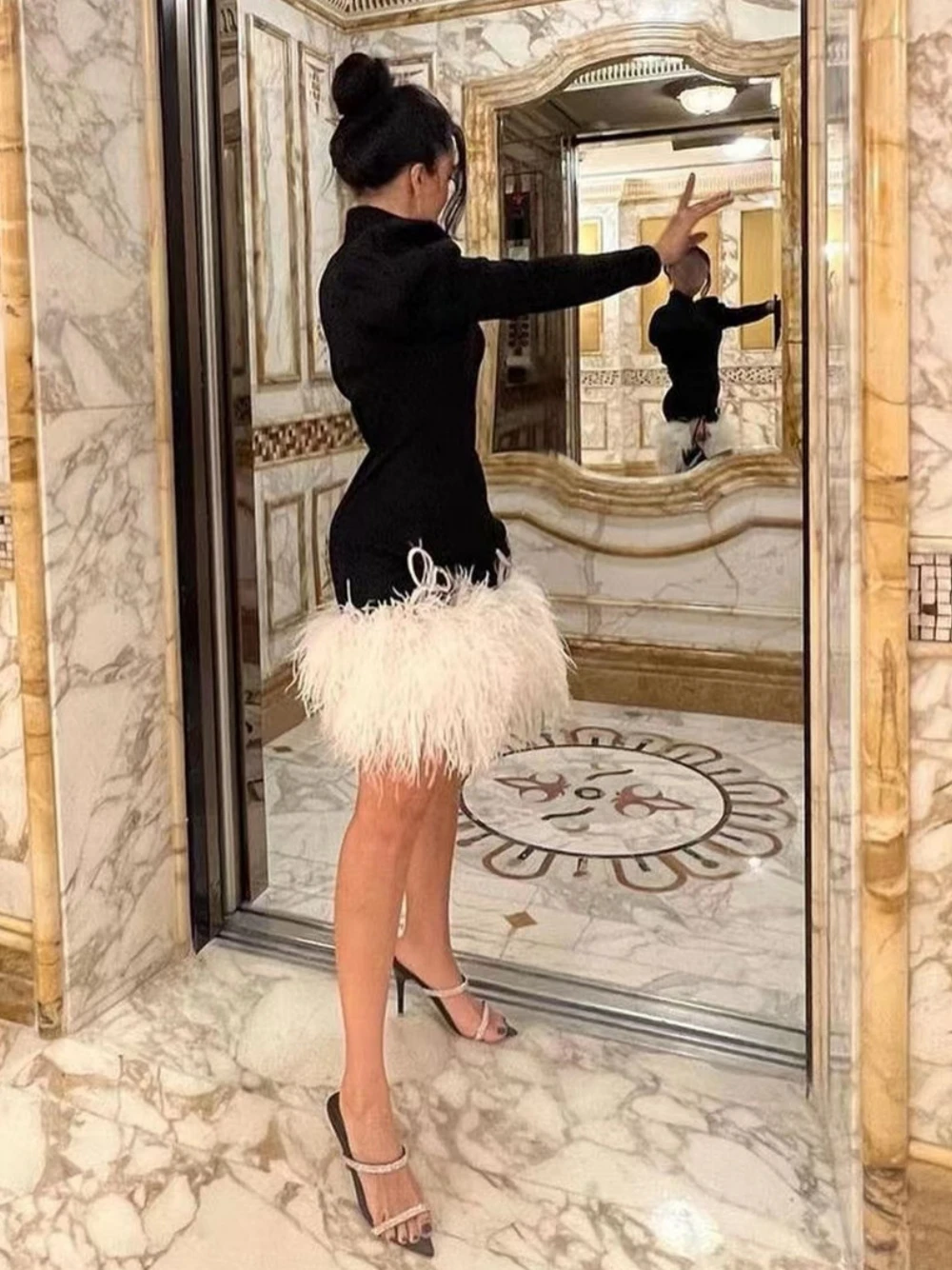 Vestidos De Noche De cuello alto para fiesta De cumpleaños, plumas De lujo para Novia, Vestido De Novia clásico por encima De la rodilla
