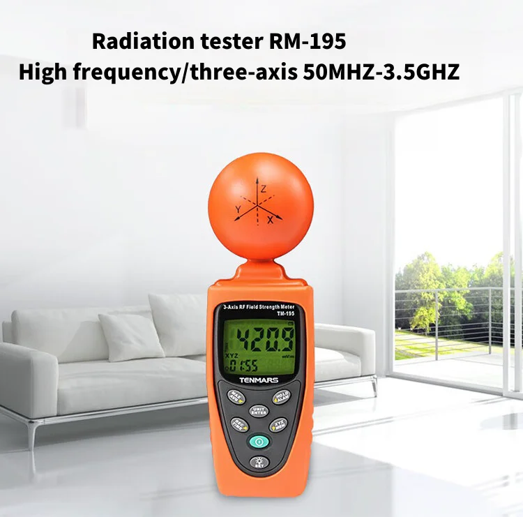 Détecteur de rayonnement électromagnétique à haute fréquence Compteur de champ RF à 3 axes TM-195 TENMARS