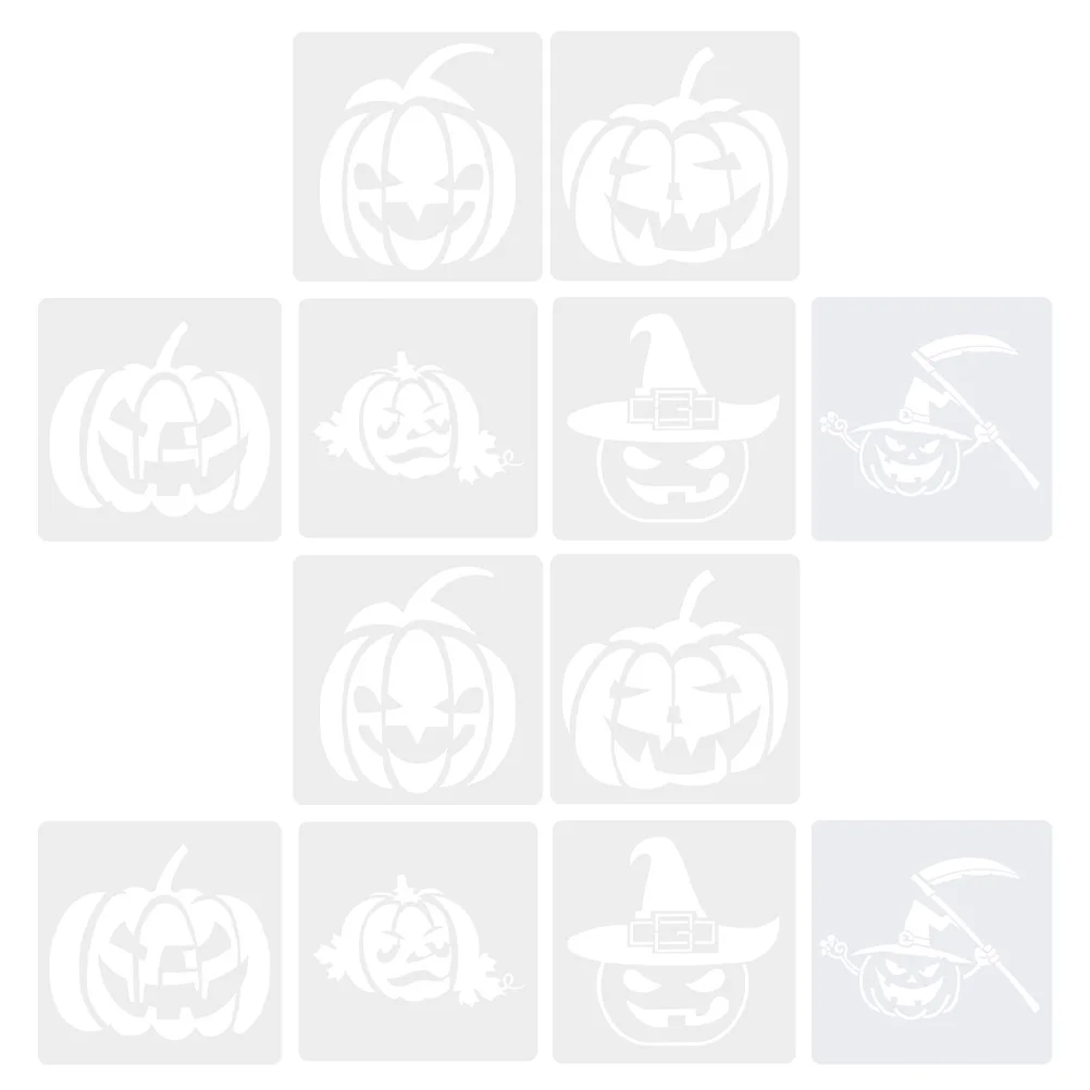 12 Pcs Halloween Template Pumpkin Stencils for Painting Supplies Drawing Hollow Out