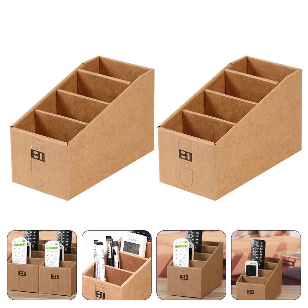 

2pcs Remote Control Storage Box Creative Paper Home Organizer Multi-Grid Desktop Holder For Cosmetics Brushes Distant Control