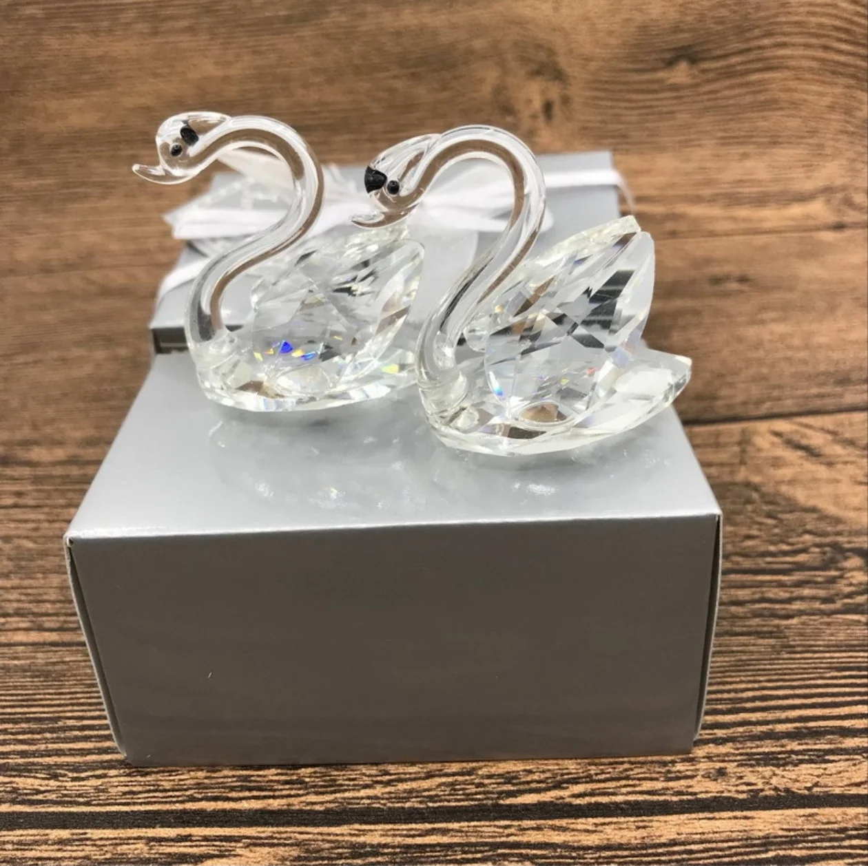 50Pcs Swan Crystal Wedding Souvenir For Baby Shower Boy Girl Party Birthday Favor Box