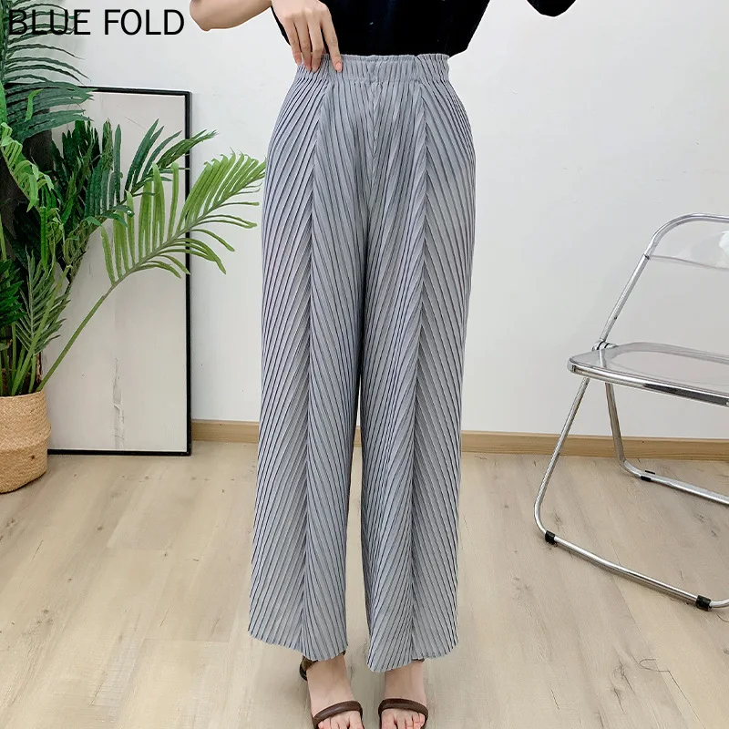 MIYAKE Pleated PLEATS New Summer High Waist Drape Casual Wide Leg Pants Women's Slim All-match Loose Large Size Trousers