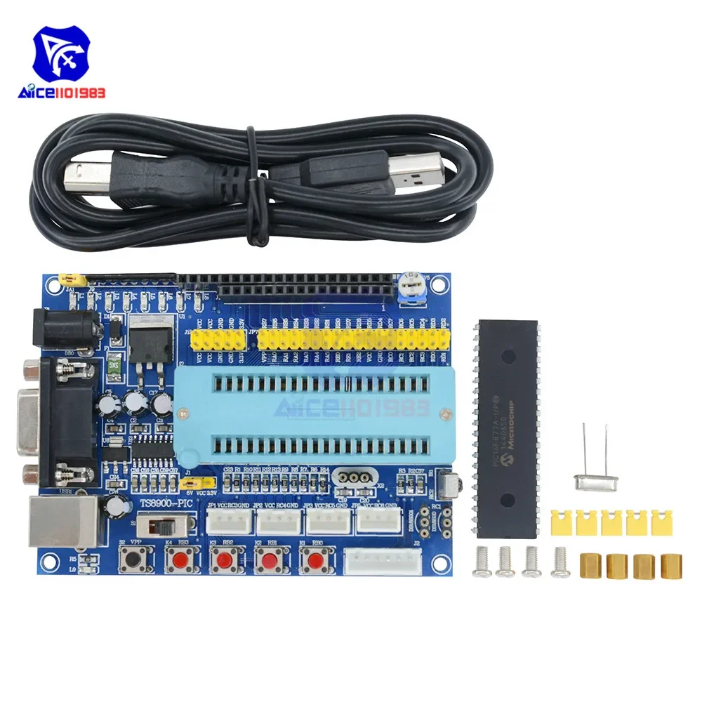 diymore PIC16F877A Development Board DC 12V JTAG Minimum System Microcontroller Module MAX3232 ISP IO ICSP Programmer Emulator