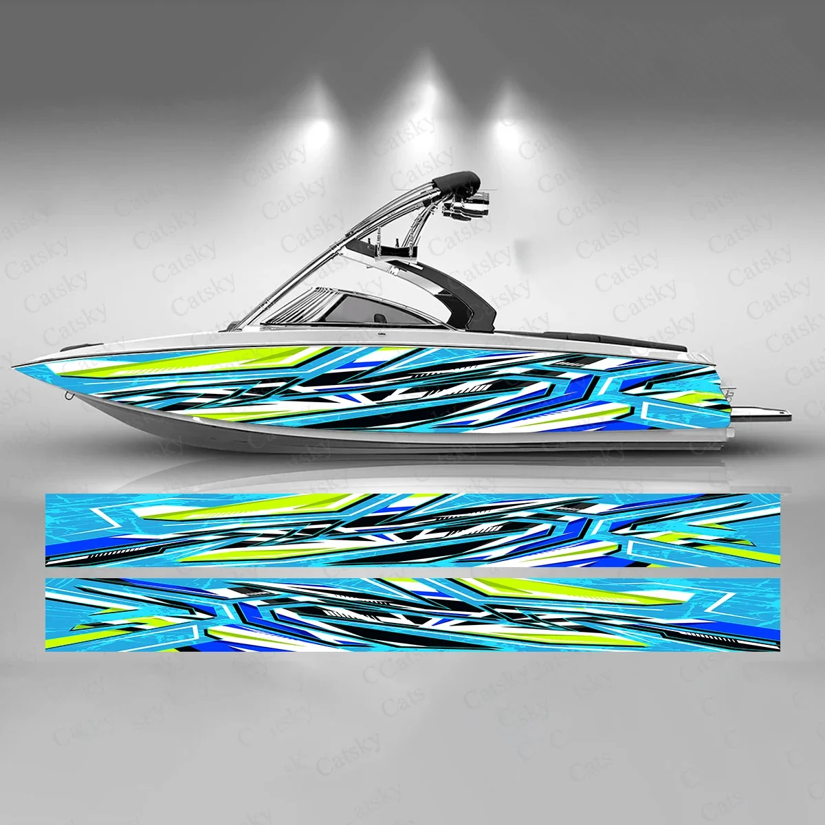 Orange Gradient Stripe Colorful Boat Sticker Fashion Custom Fish Boat-Sticker Vinyl Waterproof Boat Wrap Graphic Boat Wrap Decal