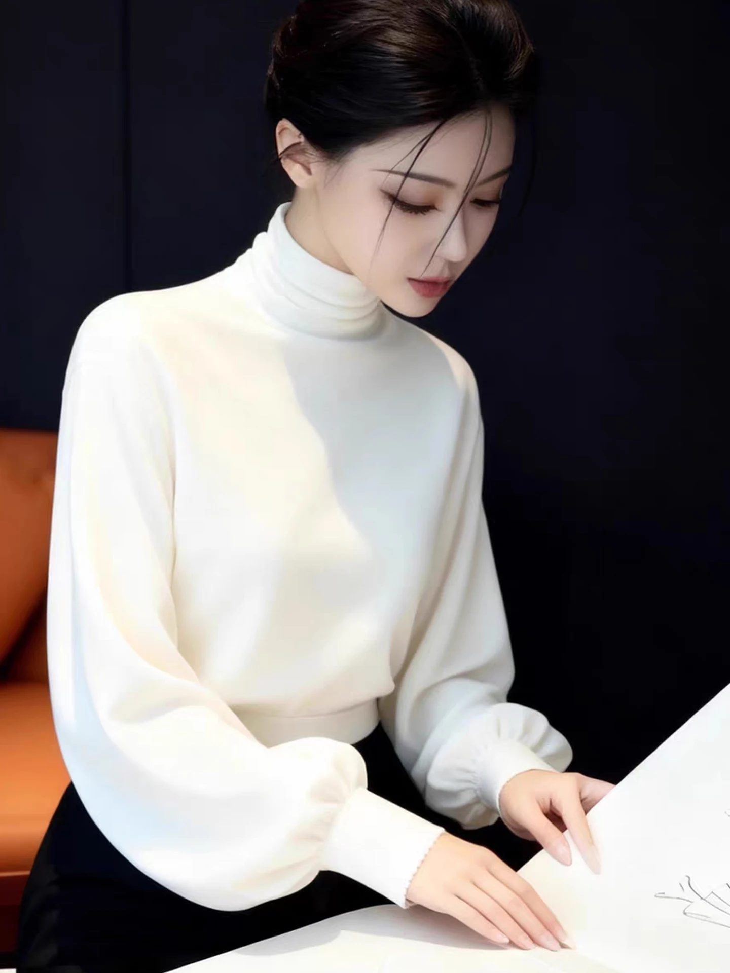 

Soft Pure Color Camere Knitwear Long Sve Women's Faion Commute Versatile Slimming Winter Top Korean Sle Straight Cut