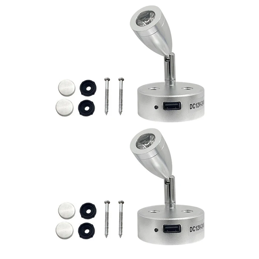 

Camper Van Lamp 12V Lighting Caravan Lighting 3200K Warm Light 360 Flexible Adjustment Built-in USB Ports For Boats