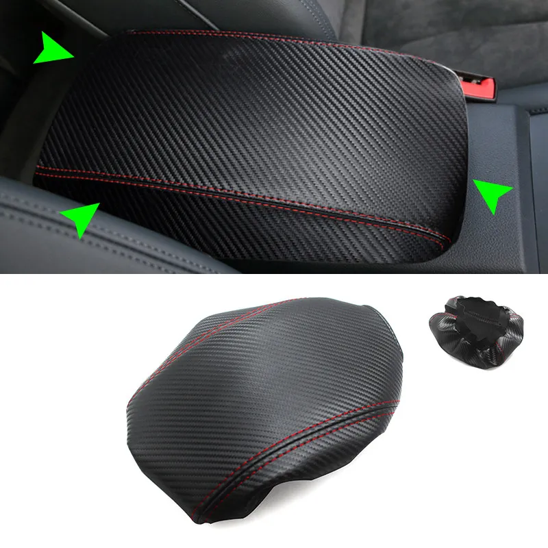 Car Inner Center Console Armrest Box Protection Cover Trim For Audi A3 2017 2018 Carbon Fiber Texture Leather Accessories
