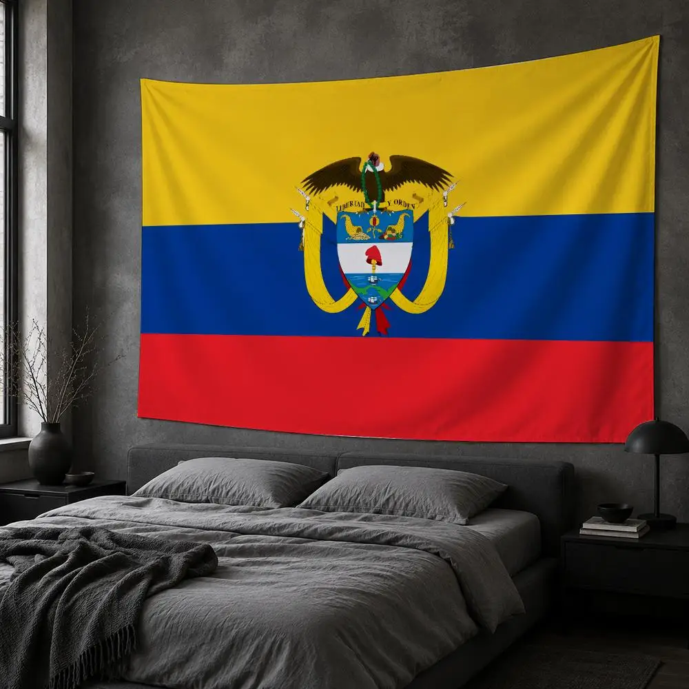 C-Colombia With Emblem Colombian Tapestry Bedroom Living Room Bar Party House Home Dorm Interior Wall Decor Background Banner
