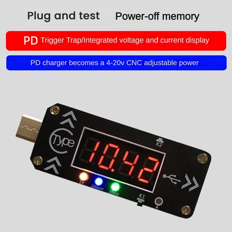 USB Charging Trigger Charger Voltmeter Ammeter 5V/9V/12V/15V/20V/PPS PD2.0 PD3.0 Type-C USB Decoy Device For PD Charger