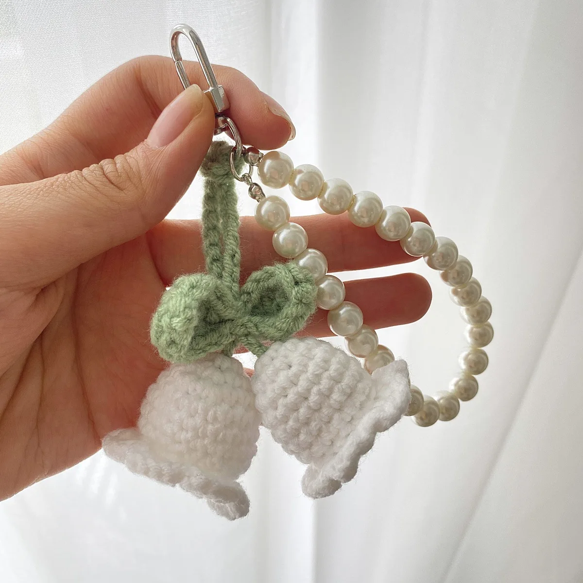 Handmaking Crochet Bouquet Keychain Korean Style Knitting Lotus Flowers Keyrings For Car Keys Chains Wholesale Knit Accessories