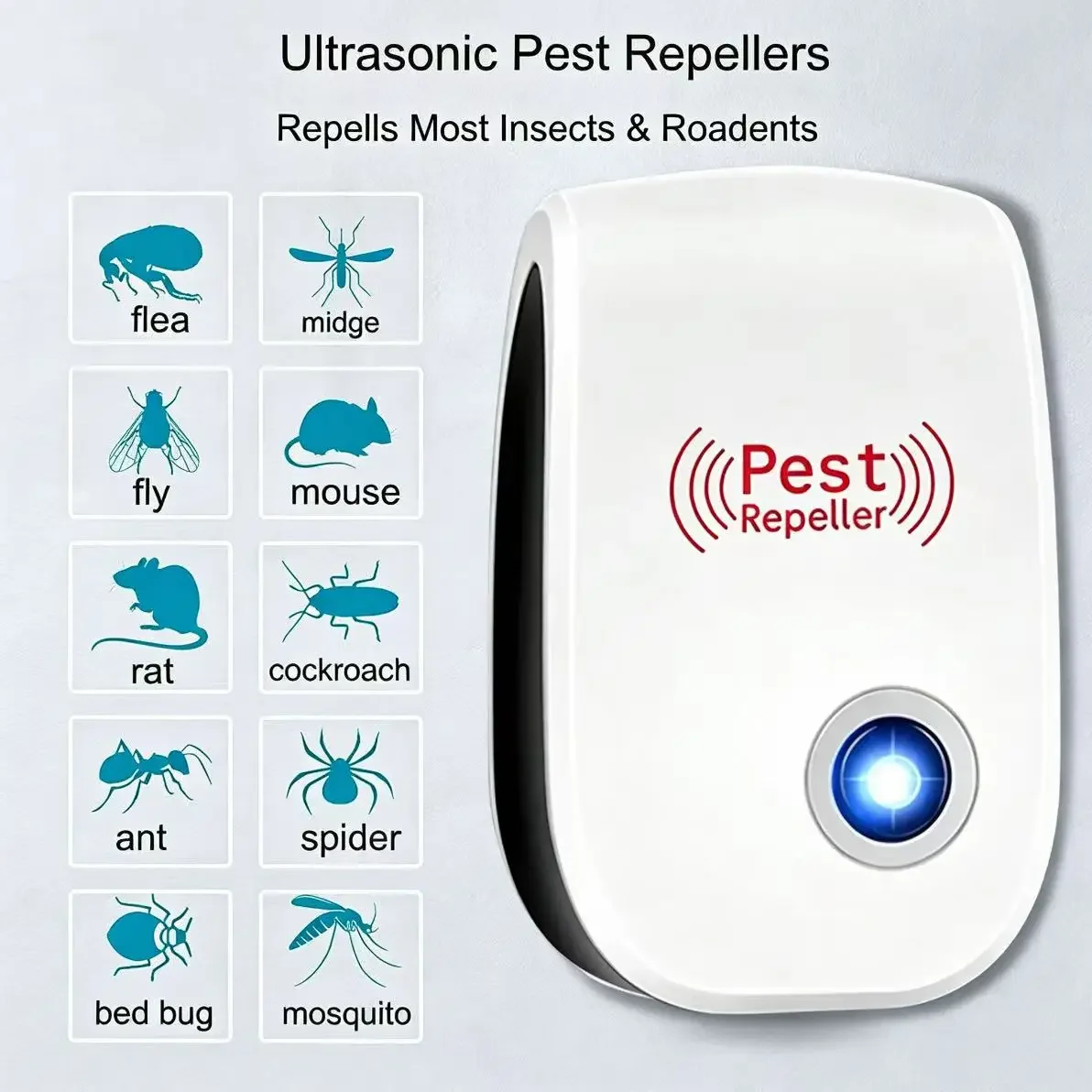 Plug-in Ultrasonic Pest Repeller Electronic Mosquito Mice Repellent  Bug Ant Repellent Plug And Play Household Pest Control