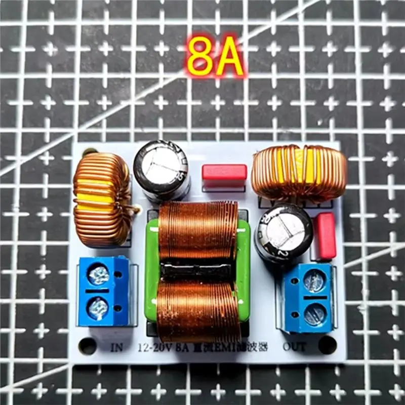 ABMF-EMC تنقية التيار الكهربائي مكبر للصوت 8A سيارة الصوت مرشح الطاقة تيار مستمر LC EMI تصفية الموسيقى عالية التردد تصفية الضوضاء #4