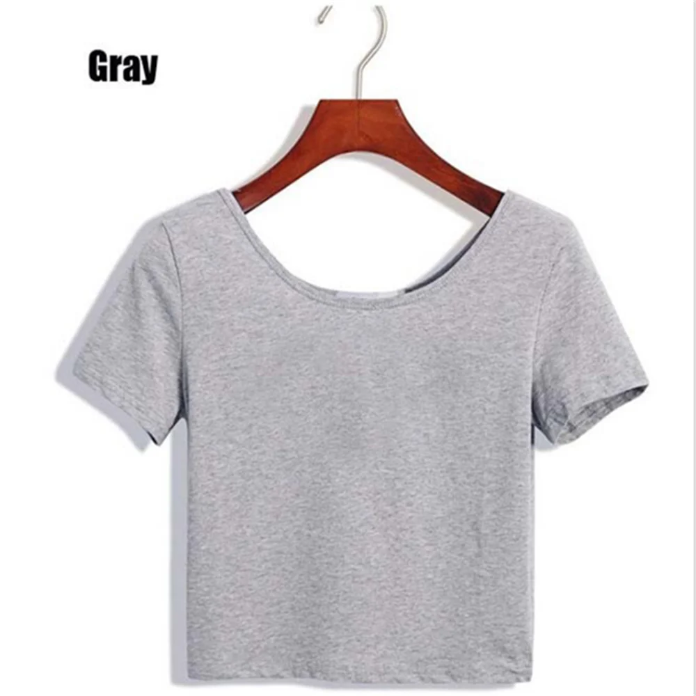 Girocollo da donna manica corta Y2K solido bianco verde top Double foderato Slim Fit magliette Basic Tee Dropshipping