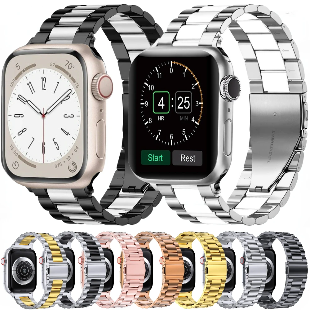 Metal Strap for Apple Watch Band 44mm 40mm 42mm 38mm 45mm 41mm 49mm 44 mm Metal Bracelet Belt iWatch Series 8 7 6 5 4 3 SE Strap