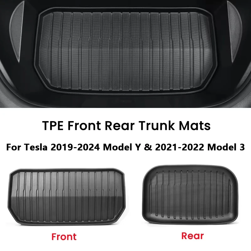 Tesla Model 3 / Y 전면 후면 트렁크 매트 업그레이드 TPE 하부 보관함 패드 보호 커버 카고 라이너 트렁크 트레이 바닥 매트