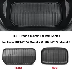 for Tesla Model 3 / Y Front Rear Trunk Mats Upgrade TPE Lower Storage Box Pads Protective Cover Cargo Liner Trunk Tray Floor Mat