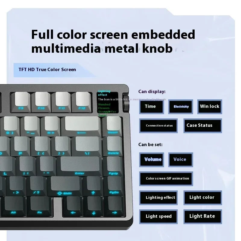 Metapanda PD75M V2 لوحة المفاتيح الميكانيكية سبائك الألومنيوم شاشة ذكية ثلاثي الوضع RGB تأخير منخفض لوحة المفاتيح اللاسلكية طوقا هدايا الكمبيوتر